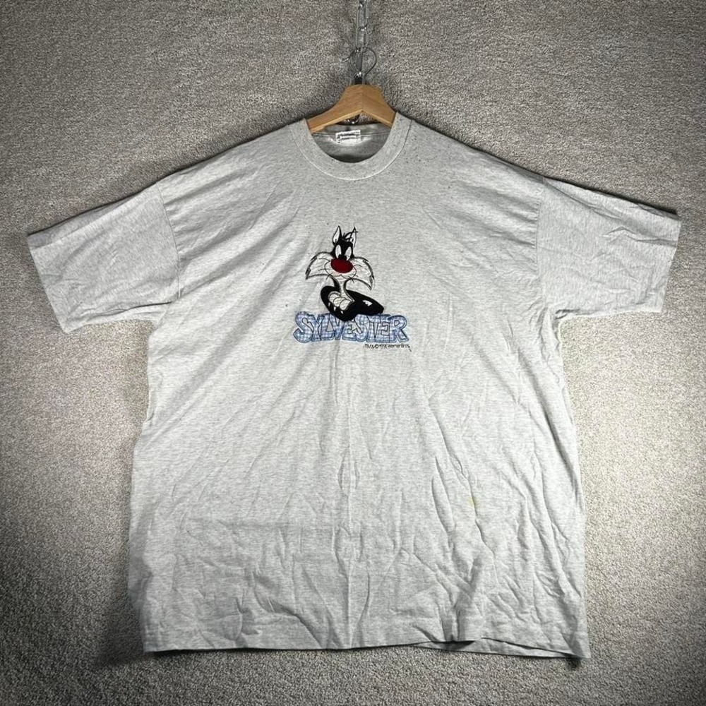 Vintage 1996 single stitch looney tunes Sylvester embroidered tshirt 2XL